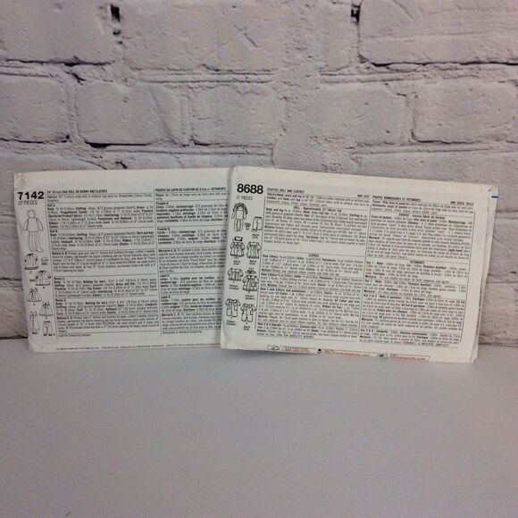 Vtg (2) Simplicity Crafts Sewing Patterns #7142 & 8688 Rag Doll/Bunny & Clothes - Picture 2 of 11